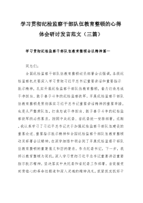 学习贯彻纪检监察干部队伍教育整顿的心得体会研讨发言范文（三篇）