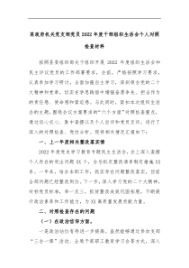 某政府机关党支部党员2022年度干部组织生活会个人对照检查材料