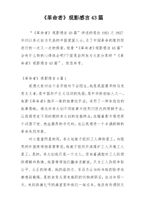 《革命者》观影感言43篇