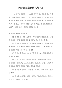 关于去世亲戚的文案3篇