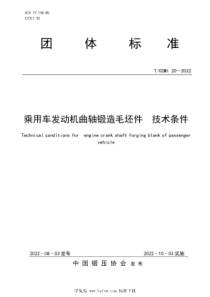 TCCMI 20-2022 乘用车发动机曲轴锻造毛坯件 技术条件 