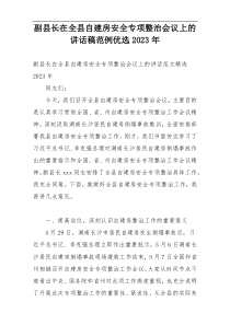 副县长在全县自建房安全专项整治会议上的讲话稿范例优选2023年