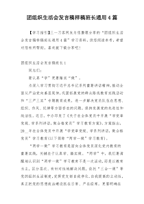 团组织生活会发言稿样稿班长通用4篇