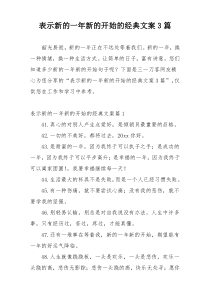 表示新的一年新的开始的经典文案3篇