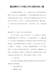 置业顾问个人年度工作计划和目标3篇