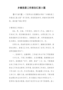 乡镇党委工作报告汇报3篇