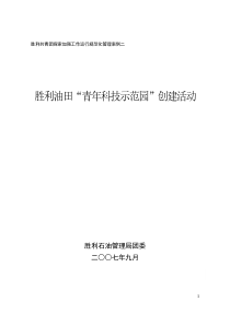 胜利共青团探索加强工作运行规范化管理案例二…………胜利油田“青年