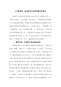 X区委常委政法委书记述职述廉述学报告