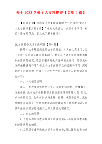 关于2023党员个人发言提纲【实用4篇】