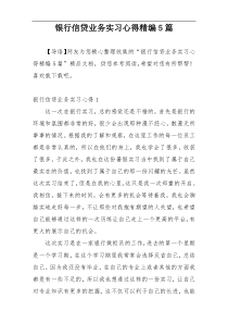 银行信贷业务实习心得精编5篇