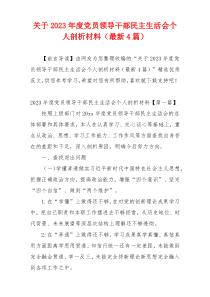 关于2023年度党员领导干部民主生活会个人剖析材料（最新4篇）