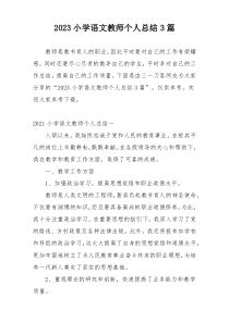 2023小学语文教师个人总结3篇