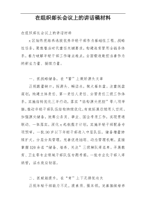 在组织部长会议上的讲话稿材料