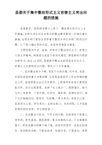 县委关于集中整治形式主义官僚主义突出问题的措施