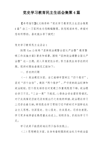 党史学习教育民主生活会集聚4篇