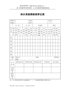 物业管理表格-供水系统周检保养记录