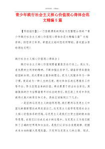 青少年践行社会主义核心价值观心得体会范文精编5篇