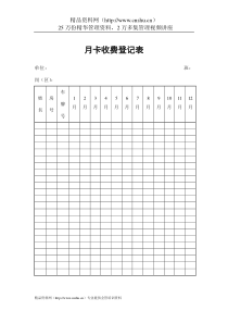 物业管理表格-月卡收费登记表