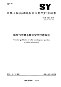 SYT 6922-2019 煤层气井井下作业安全技术规范 