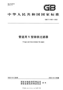 GBT 41681-2022 管道用Y型铸铁过滤器 