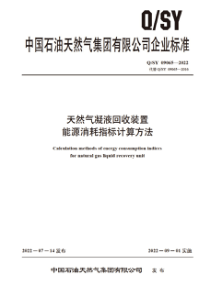 QSY 09065-2022 天然气凝液回收装置能源消耗指标计算方法 