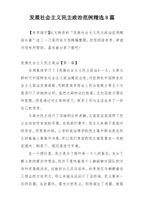 发展社会主义民主政治范例精选8篇