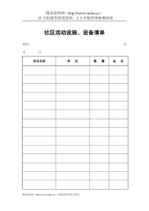 物业管理表格-社区活动设施、设备清单