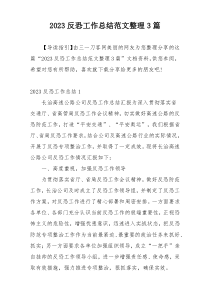 2023反恐工作总结范文整理3篇