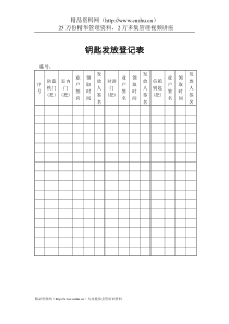 物业管理表格-钥匙发放登记表