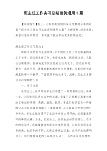 班主任工作实习总结范例通用3篇