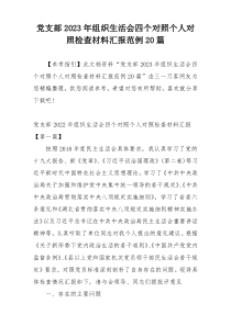 党支部2023年组织生活会四个对照个人对照检查材料汇报范例20篇