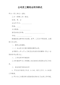 公司员工聘用合同书样式