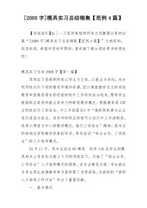 [2000字]模具实习总结锦集【范例4篇】