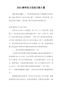 2023教学实习总结万能5篇