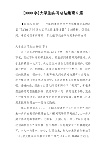 [3000字]大学生实习总结集聚5篇