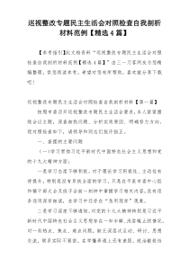 巡视整改专题民主生活会对照检查自我剖析材料范例【精选4篇】