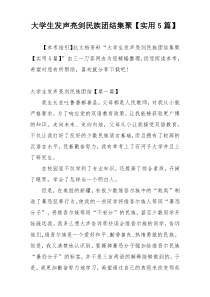 大学生发声亮剑民族团结集聚【实用5篇】