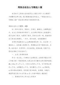 周报总结怎么写精选5篇