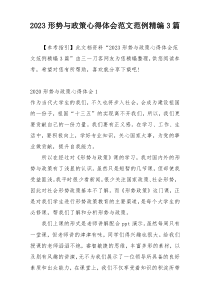 2023形势与政策心得体会范文范例精编3篇