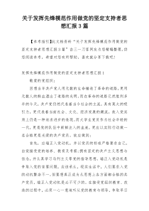 关于发挥先锋模范作用做党的坚定支持者思想汇报3篇