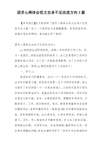 团员心得体会范文自身不足改进方向3篇