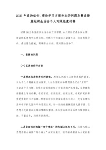 2023年政治信仰、理论学习方面存在的问题及整改措施组织生活会个人对照检查材料