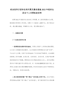 政治信仰方面存在的问题及整改措施2023年组织生活会个人对照检查材料