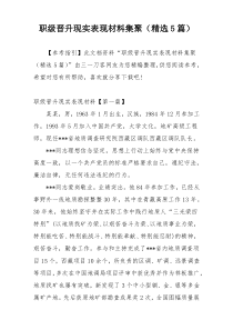 职级晋升现实表现材料集聚（精选5篇）