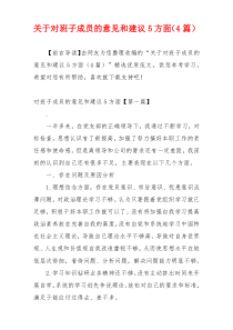 关于对班子成员的意见和建议5方面（4篇）