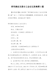 研究确定支委分工会议记录集聚3篇