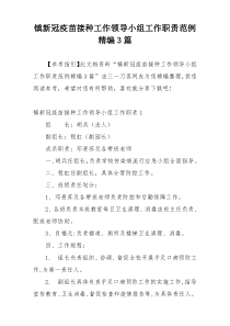 镇新冠疫苗接种工作领导小组工作职责范例精编3篇