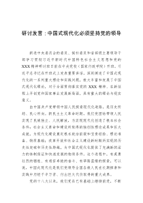 研讨发言中国式现代化必须坚持党的领导