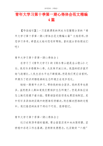 青年大学习第十季第一期心得体会范文精编4篇