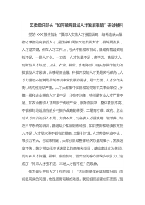 区委组织部长如何破解县域人才发展难题研讨材料